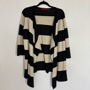 Red Brand Women's Open‎ Front 3/4 Sleeve Cardigan Back Tan Stripe Size Large